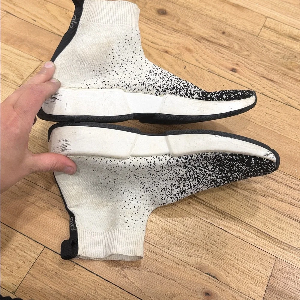 ALO Black and White Speckled Sock Sneakers size 8 - Picture 2 of 9